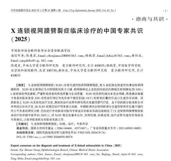 配资门户官方网站查询 爱尔眼科唐仕波、陈建苏、马红婕参与制定《X连锁视网膜劈裂症临床诊疗的中国专家共识（2025）》